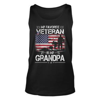 My Favorite Veteran Is My Grandpa - Flag Father Veterans Day Unisex Tank Top - Seseable