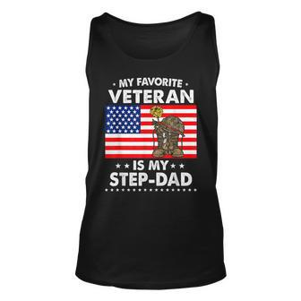My Favorite Veteran Is My Step Dad For Father Veterans Day Unisex Tank Top - Seseable