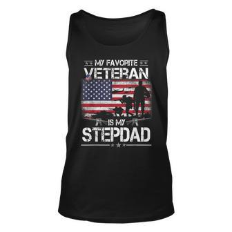My Favorite Veteran Is My Stepdad - Flag Father Veterans Day Unisex Tank Top - Seseable