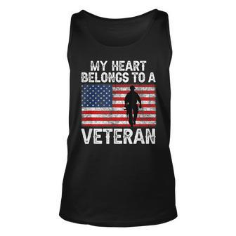 My Heart Belongs To A Veteran Army Veteran Fathers Day Unisex Tank Top - Seseable