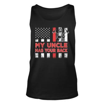 My Uncle Has Your Back Proud Firefighter Uncle Veteran Gift Unisex Tank Top - Seseable