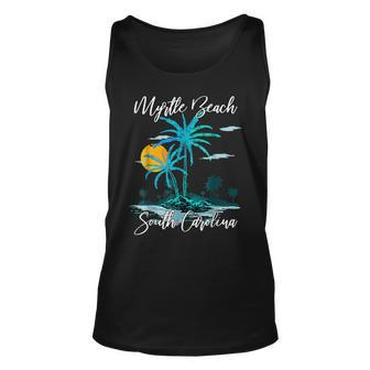 Myrtle Beach South Carolina Beach Summer Surfing Palm Trees Tank Top | Mazezy