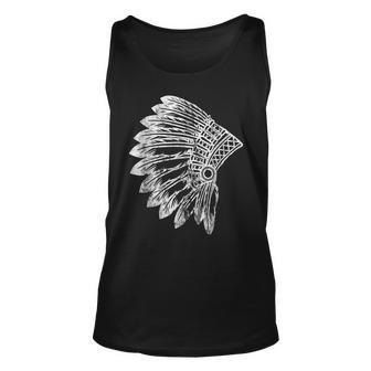 Native American Feather Headdress Indian Chief Tribes Prid Unisex Tank Top | Mazezy