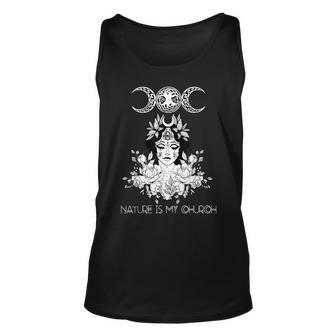 Nature Is My Church Crescent Moon Witchcraft Wiccan Witch Unisex Tank Top | Mazezy