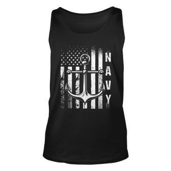 Navy Anchor And Us Flag Unisex Tank Top - Seseable