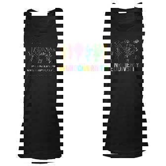 Neurodiversity Autism Awareness Adhd Rainbow Flower Autistic Men Women Tank Top Graphic Print Unisex - Thegiftio