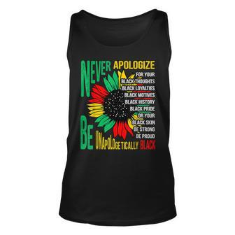 Never Apologize For Your Blackness Black History Junenth Unisex Tank Top - Thegiftio UK