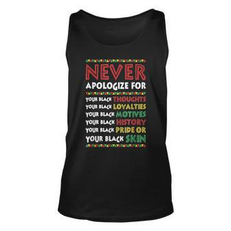 Never Apologize For Your Blackness Black History Month V3 Unisex Tank Top - Seseable