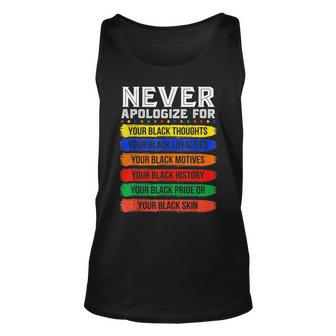 Never Apologize For Your Blackness Black History Month V4 Unisex Tank Top - Seseable
