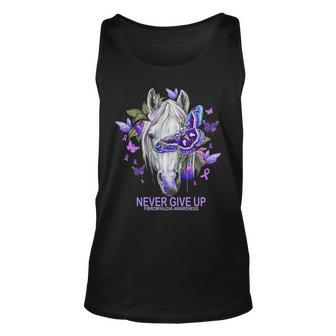 Never Give Up Fibromyalgia Awareness Horse And Flower Shirt Mf Men Women Tank Top Graphic Print Unisex - Thegiftio UK