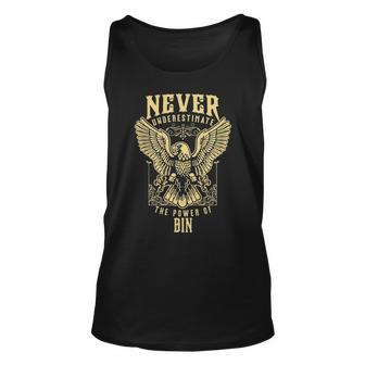 Never Underestimate The Power Of Bin Personalized Last Name Unisex Tank Top - Seseable