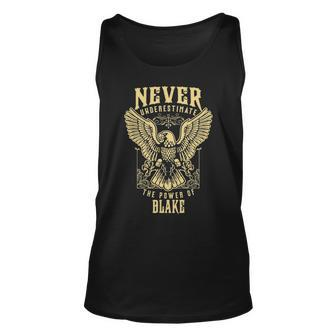 Never Underestimate The Power Of Blake Personalized Last Name Unisex Tank Top - Seseable