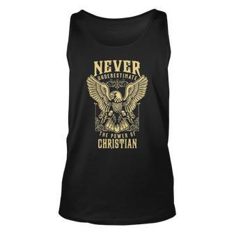 Never Underestimate The Power Of Christian Personalized Last Name Unisex Tank Top - Seseable
