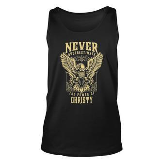 Never Underestimate The Power Of Christy Personalized Last Name Unisex Tank Top - Seseable