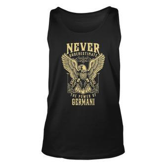 Never Underestimate The Power Of Germani Personalized Last Name Unisex Tank Top - Seseable