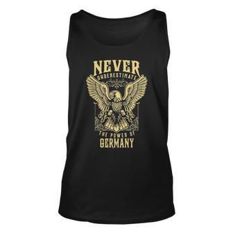 Never Underestimate The Power Of Germany Personalized Last Name Unisex Tank Top - Seseable