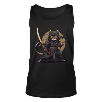 Ninja Cat Japanese Samurai Cat Cool Anime Kawaii Catzilla Unisex Tank Top - Seseable