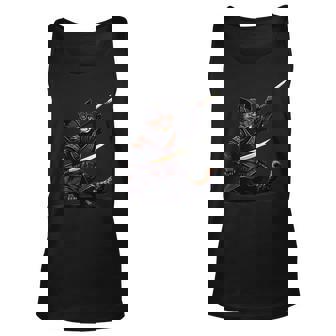 Ninja Cat Japanese Samurai Catzilla Anime Kawaii Cat Unisex Tank Top - Seseable