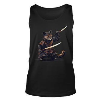 Ninja Cat Japanese Samurai Catzilla Anime Kawaii Cat Unisex Tank Top - Seseable