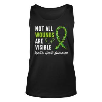 Not All Wounds Are Visible Mental Health Awareness Ribbon Unisex Tank Top | Mazezy