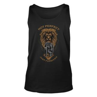 Not Perfect Just Forgiven Christian Warrior Of Christ Lion Unisex Tank Top - Seseable