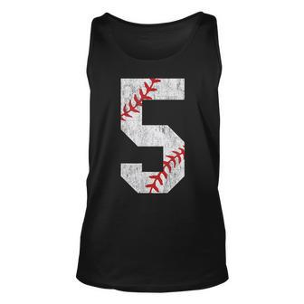 Number 5 Vintage 5Th Birthday Baseball Lover 5 Years Old Unisex Tank Top - Seseable