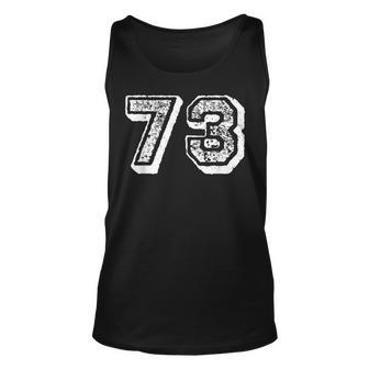 Number 73 Sports Jersey Player 73 Fan Front Print Vintage Unisex Tank Top - Seseable
