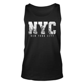 Nyc New York City Skyline Ny Pride Black & White Vintage Unisex Tank Top | Mazezy