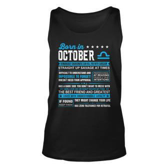 October Birthday Gifts - Born In October Libra Unisex Tank Top | Mazezy