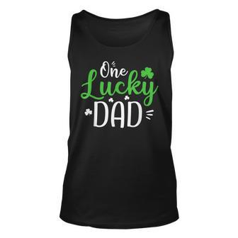 One Lucky Dad Funny St Patricks Day Gift For Daddy V2 Unisex Tank Top - Thegiftio UK