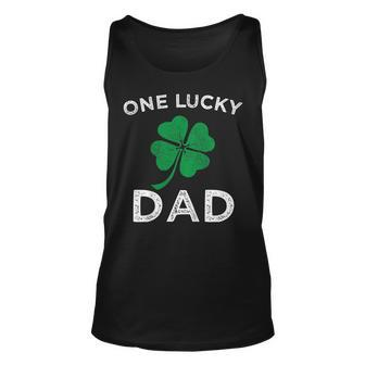 One Lucky Dad - St Patricks Day Retro Father Gift Unisex Tank Top | Mazezy