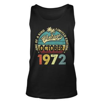 One Of A Kind Awesome Vintage October 1972 50Th Birthday Gift Men Women Tank Top Graphic Print Unisex - Thegiftio UK