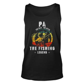 Pa Man Myth Fishing Legend Funny Fathers Day Gift Unisex Tank Top - Seseable