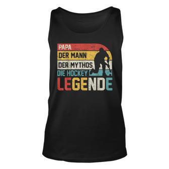 Papa Hockey Legende Unisex TankTop, Retro Hockeyspieler Design - Seseable