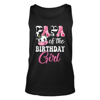 Papa Of The Birthday Girl Farm Cow 1St Birthday Girl Unisex Tank Top | Mazezy AU