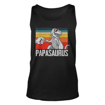 Papasaurus Papa Dinosaurs Dad & Baby Fathers Day Gift Unisex Tank Top - Seseable