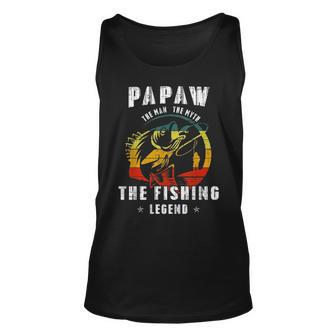 Papaw Man Myth Fishing Legend Funny Fathers Day Gift Unisex Tank Top - Seseable