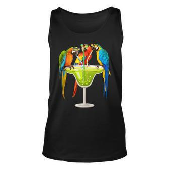 Parrots Drinking Margarita On Summer Vacation Birds Gift Unisex Tank Top | Mazezy
