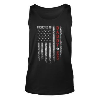 Patriotic Mens Promoted To Daddy Est 2023 First Time Dad Unisex Tank Top - Seseable
