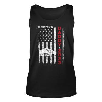 Patriotic Mens Promoted To Daddy Est 2023 First Time Dad V2 Unisex Tank Top - Seseable