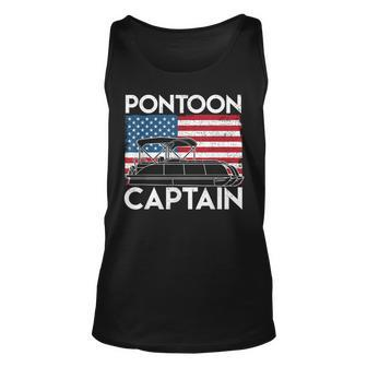 Patriotic Pontoon Captain Us American Flag Funny Boat Owner Unisex Tank Top - Thegiftio UK