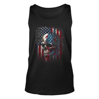 Patriotic Skull American Flag Gifts Graphic Unisex Tank Top | Mazezy