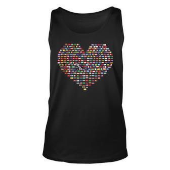 Patriotic World Map Flags Heart Patriotic Traveler Unisex Tank Top - Thegiftio UK