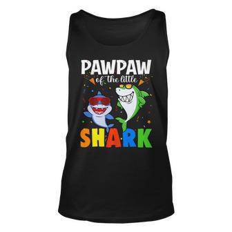 Pawpaw Of The Birthday Little Shark Themed Birthday Tank Top | Mazezy