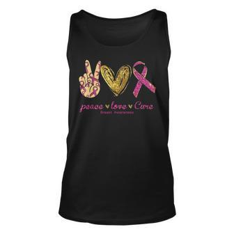 Peace Love Cure Breast Cancer Awareness Unisex Tank Top - Seseable