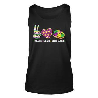 Peace Love King Cake Funny Mardi Gras Party Carnival Gift Unisex Tank Top - Seseable