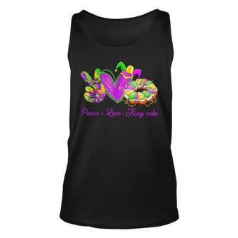 Peace Love King Cake Funny Mardi Gras Party Carnival Gifts Unisex Tank Top - Seseable
