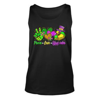 Peace Love King Cake Funny Mardi Gras Party Carnival Gifts V4 Unisex Tank Top - Seseable