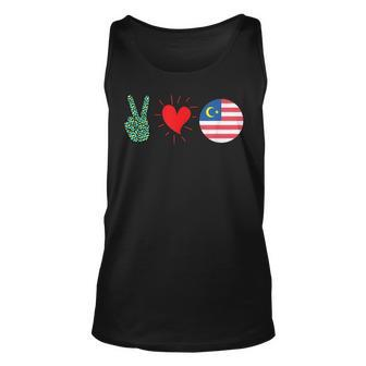 Peace Love Malaysia Flag Malaysian Pride Roots Unisex Tank Top | Mazezy UK