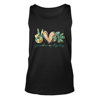 Peace Love Pattys Day Clover St Patricks Day Gifts Unisex Tank Top | Mazezy